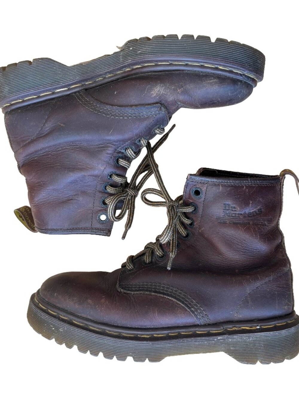 Doc Dr Martens Original Brown Leather Lace Up Combat Boots Steel Toe Chunky Shoe